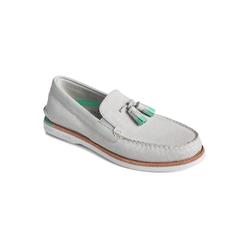 Sperry Gray Teal Blue Turquoise Tassel Loafer Boat Shoes